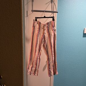 Just Living Multicolor Striped Linen-Blend Pants